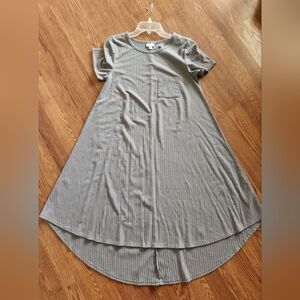 LuLaRoe Gray Ribbed A-Line Dress with Pocket